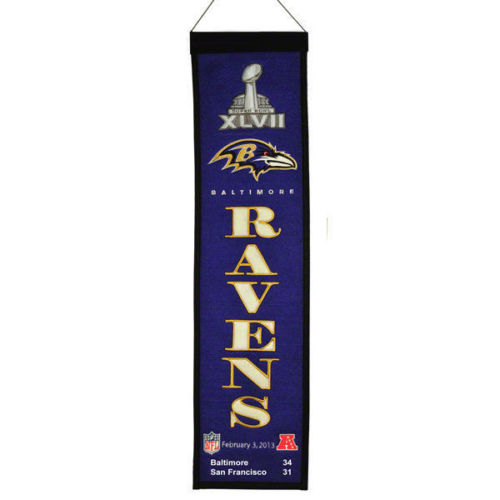 Baltimore Ravens Super Bowl XLVII Logo Wool Banner 8x32