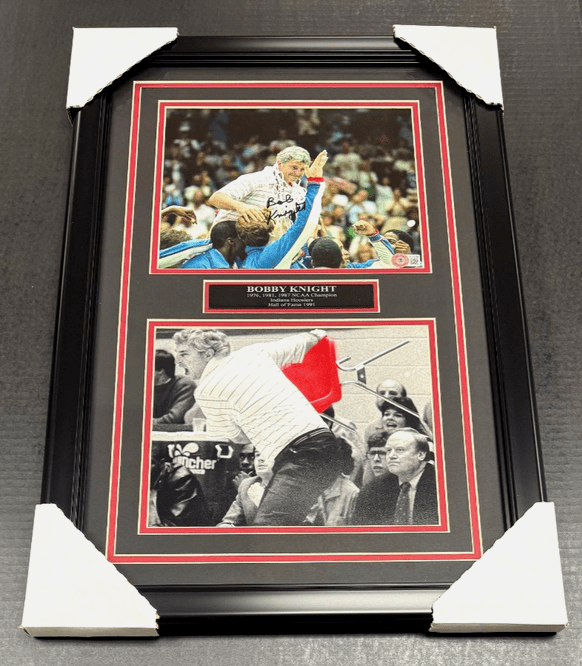 Bobby Knight Autographed 8x10 Framed Photo Beckett BAS COA Throwing Chair