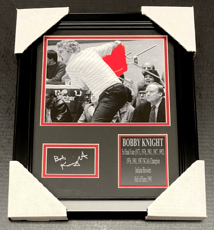 Bobby Knight Facsimile Autographed Framed 8x10 Photo Throwing Chair