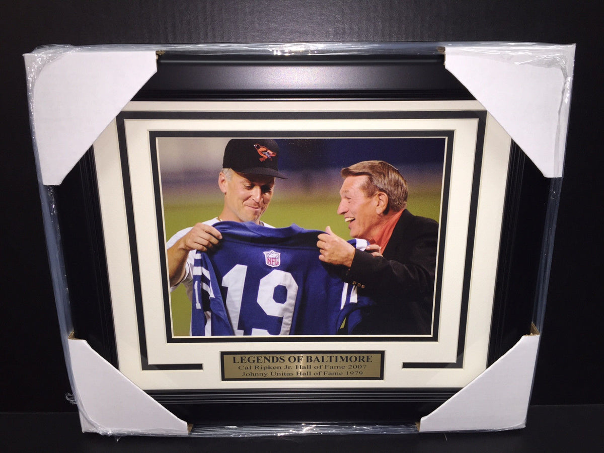 Cal Ripken Jr. Johnny Unitas Jersey 8x10 Photo Baltimore Orioles Colts Framed