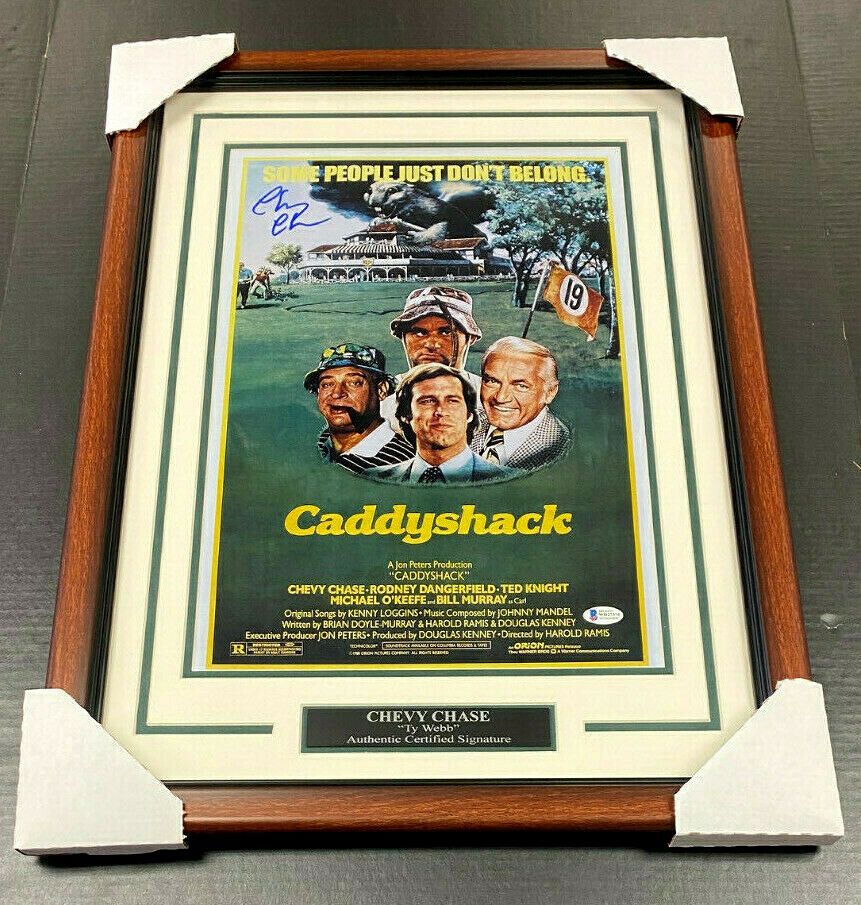 Chevy Chase Caddyshack 11x17 Autographed Movie Poster Framed with BAS COA