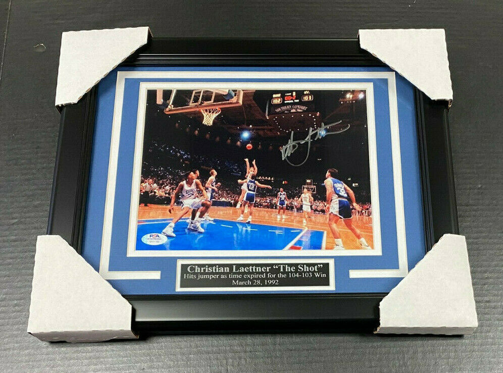 Christian Laettner Duke GW Shot Autographed 8x10 Photo Framed PSA COA