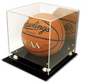 Deluxe Basketball Display Case with Mirror Back & Gold Risers