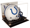 Deluxe Full Size Football Helmet Display Case Gold Risers & Mirror Back