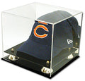 Deluxe Hat Cap Display Case Mirror Back Gold Risers