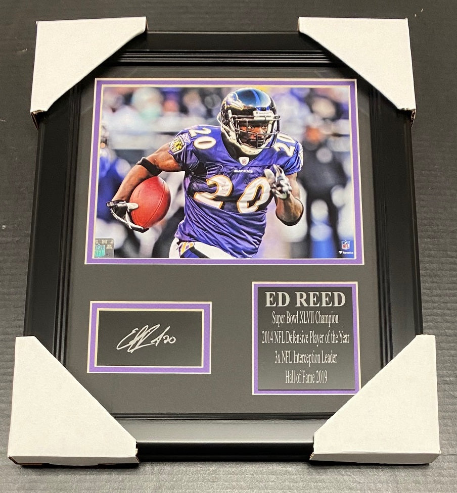 Ed Reed Baltimore Ravens Engraved Autographed Reprint Plate Framed 8x10 Photo