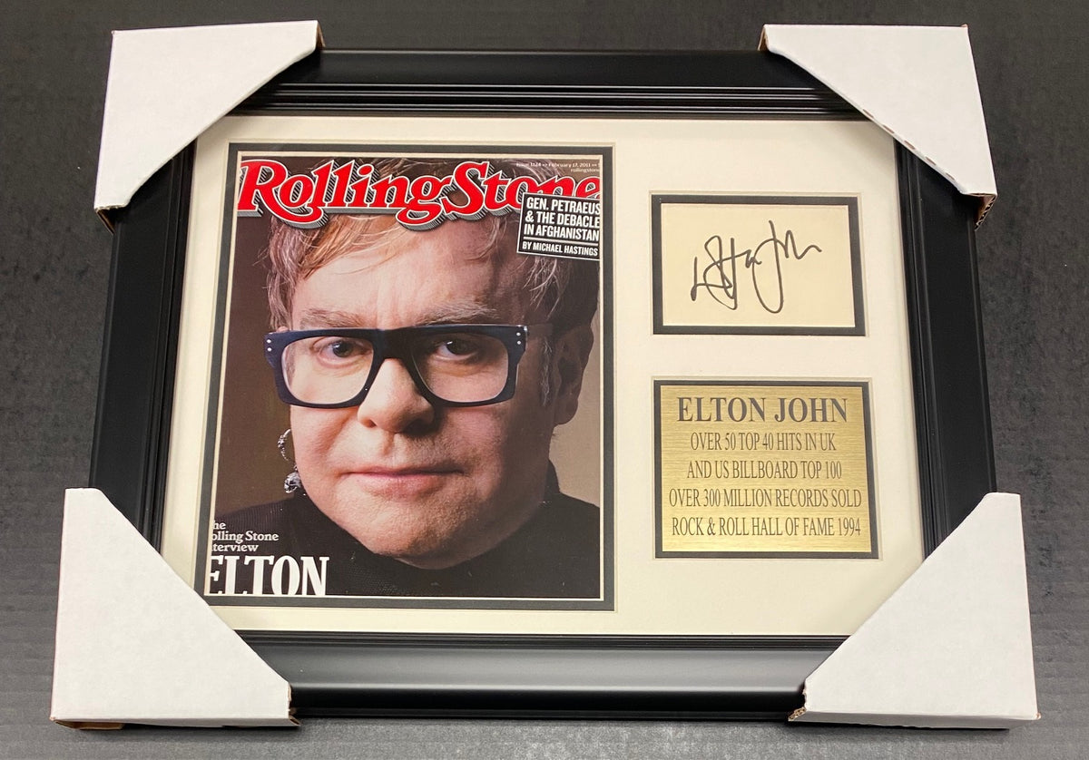Elton John Rolling Stone Magazine Cover Autographed Reprint Framed 8x10 Photo