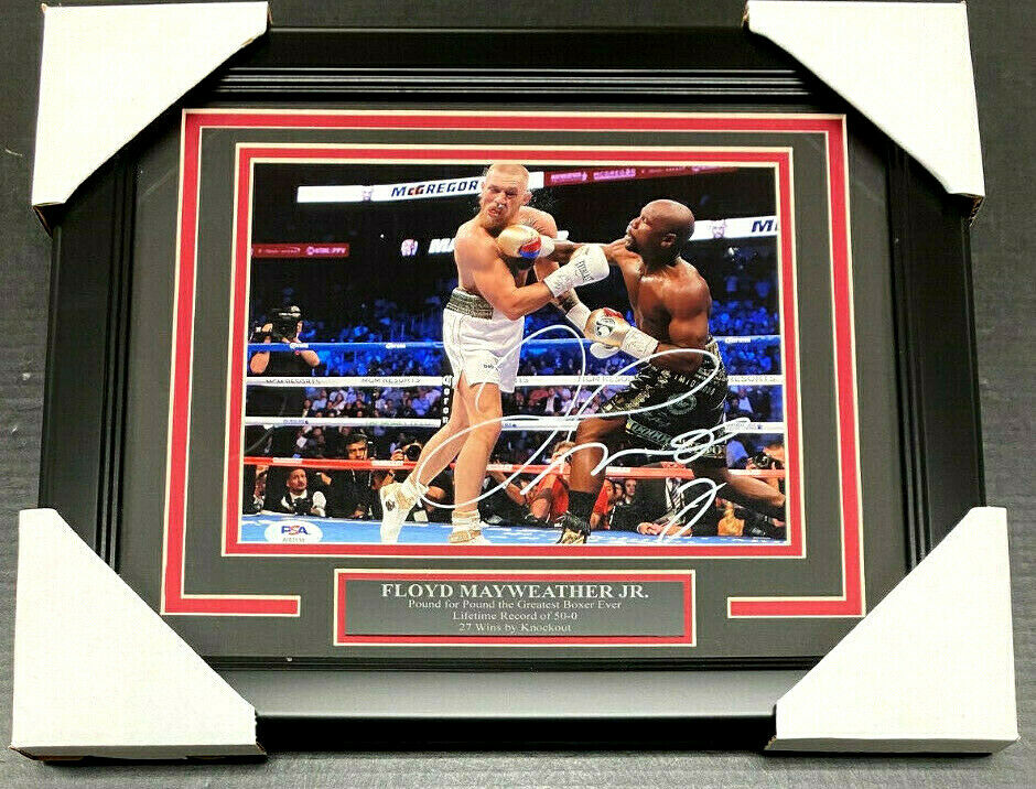 Floyd Mayweather Jr. Autographed 8x10 Photo vs Conor McGregor Framed PSA COA