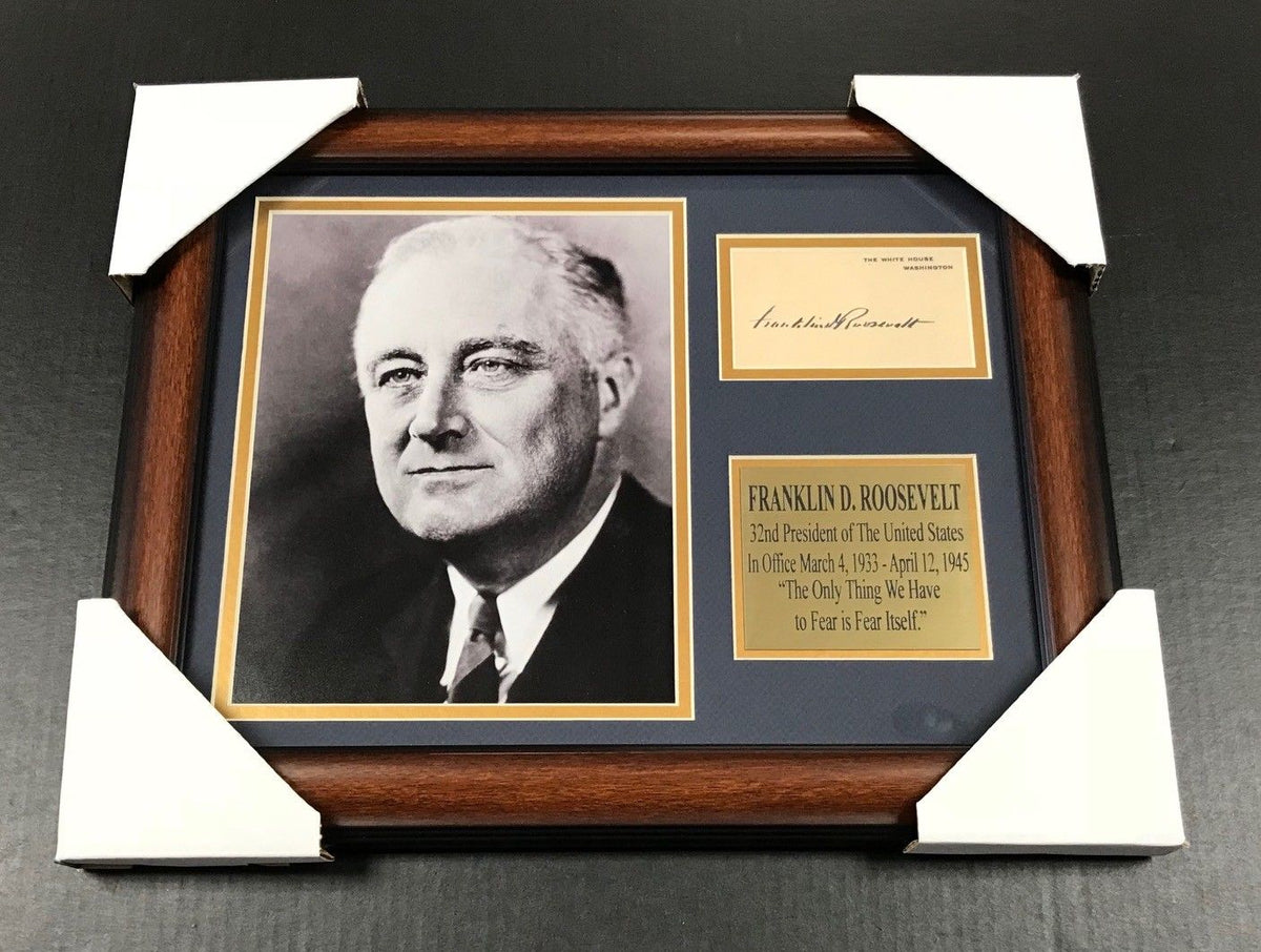 Franklin D Roosevelt Autographed Facsimile Reprint Framed 8x10 Photo