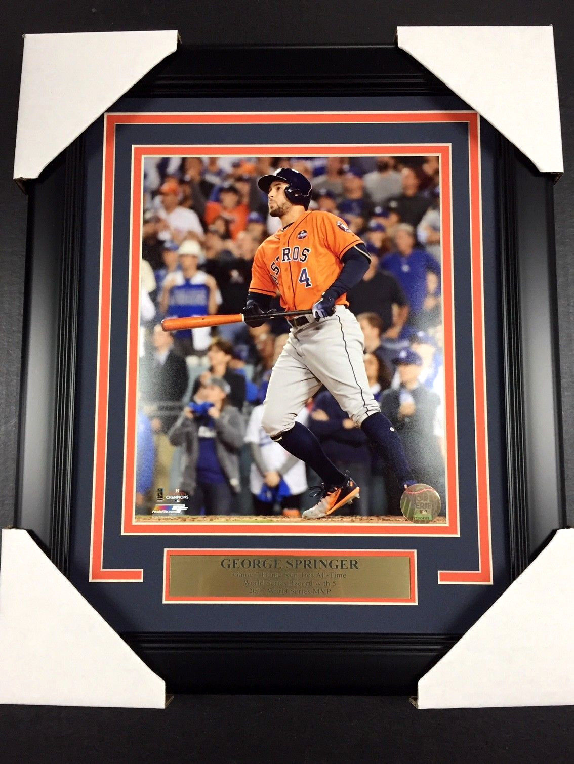 George Springer 2017 World Series Game 7 HR Houston Astros Framed 8x10 Photo