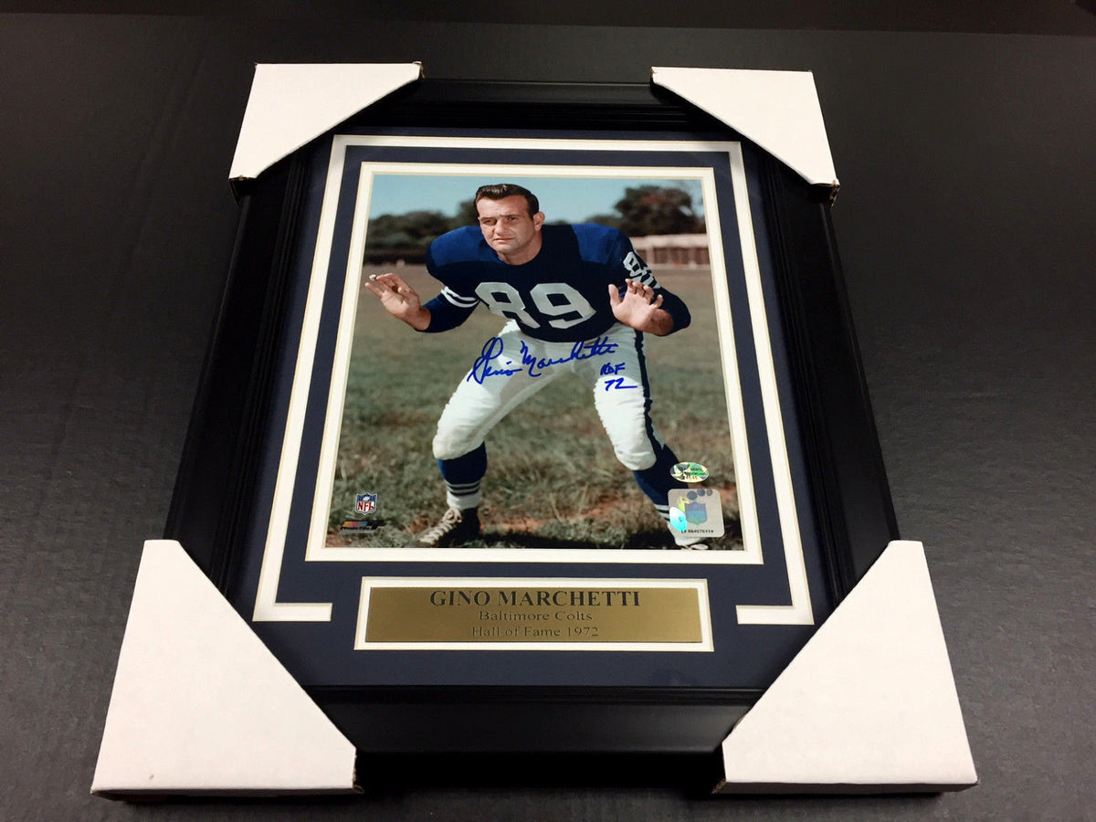 Gino Marchetti Autographed 8x10 Photo Baltimore Colts Framed
