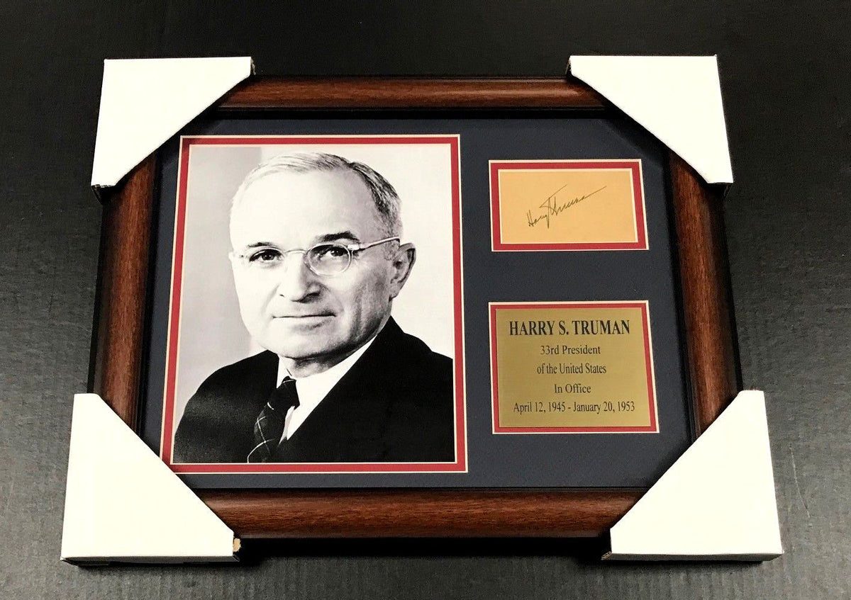 Harry S. Truman Facsimile Reprint Autographed 8x10 Photo Framed