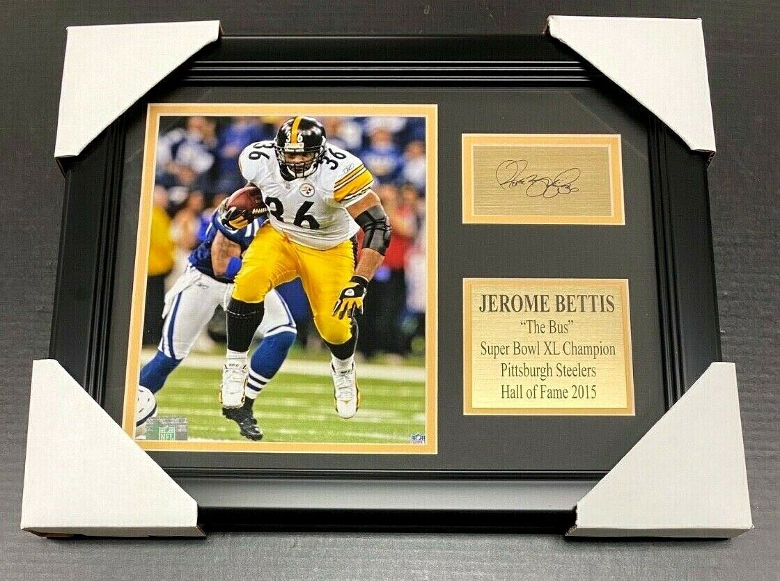 Jerome Bettis Pittsburgh Steelers Engraved Autographed Plate Framed 8x10 Photo