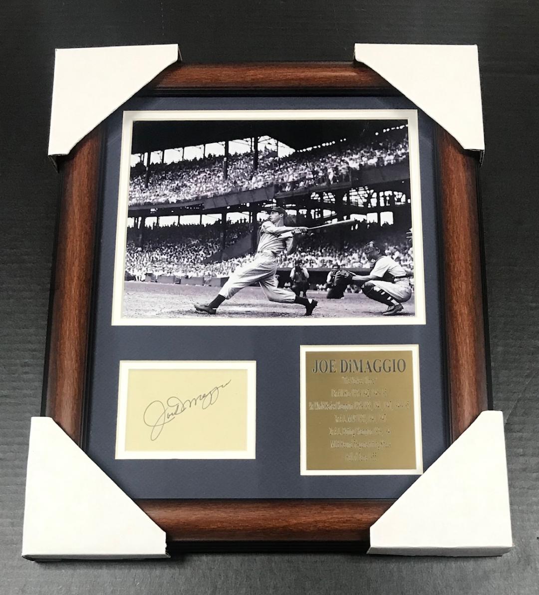 Joe DiMaggio Autographed Cut Signature Facsimile Reprint Framed 8x10 Photo