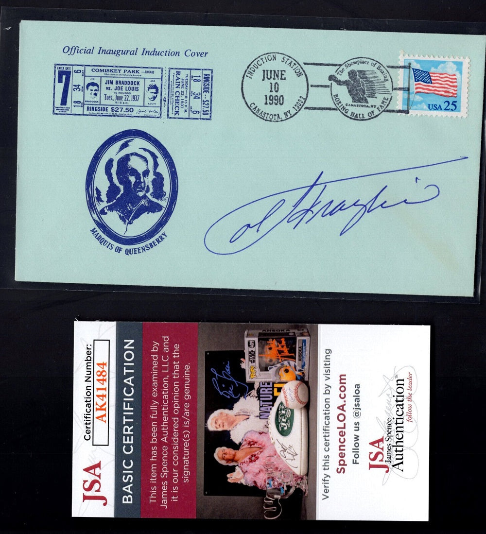 Joe Frazier HOF Boxing Autographed 1990 Induction Cover JSA COA Card