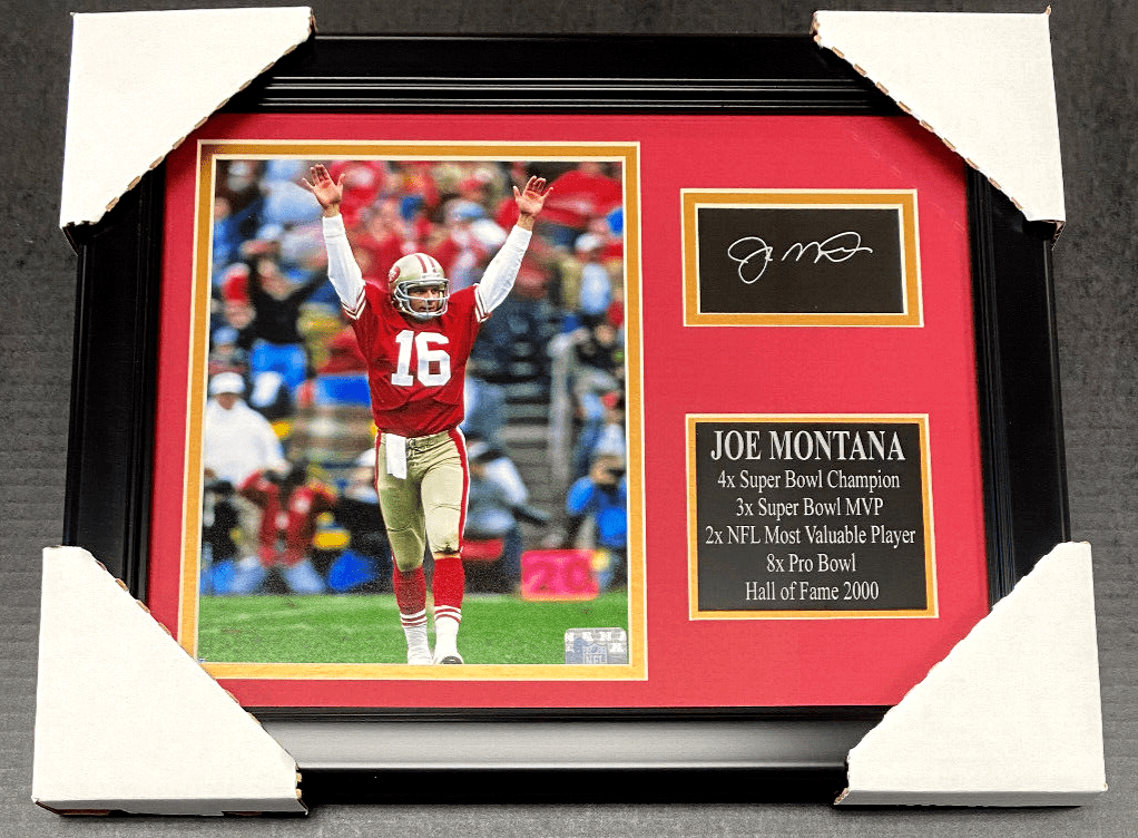 Joe Montana San Francisco 49ers Laser Engraved Autographed Framed 8x10 Photo Plate