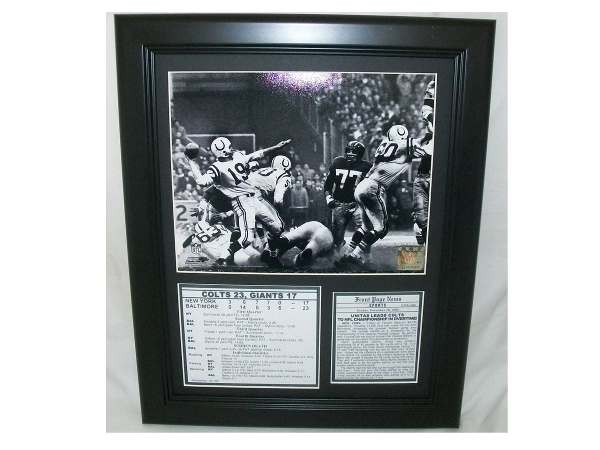 Johnny Unitas Baltimore Colts 1958 Championship Game Photo 11x14 Framed & Matted