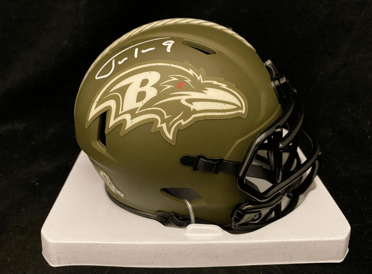 Justin Tucker Salute to Service Baltimore Ravens Autographed Mini Helmet