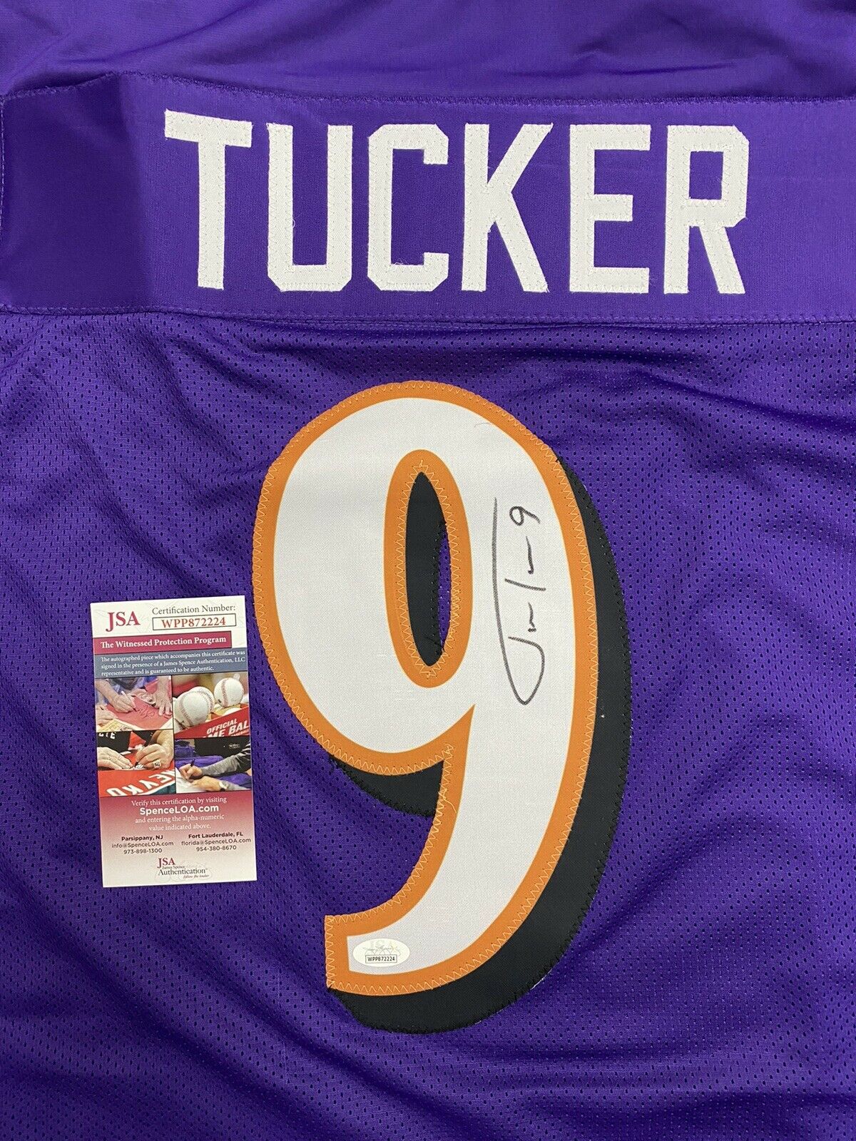 Justin Tucker Autographed Purple Custom Jersey