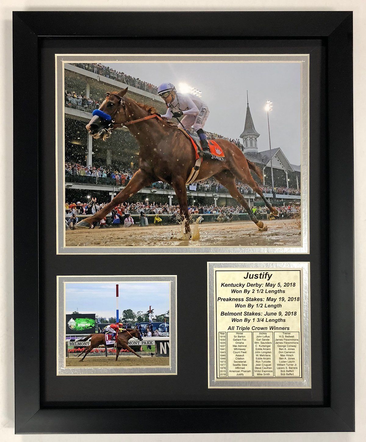 Mike Smith Justify 2018 Triple Crown Winner Framed 8x10 Photo
