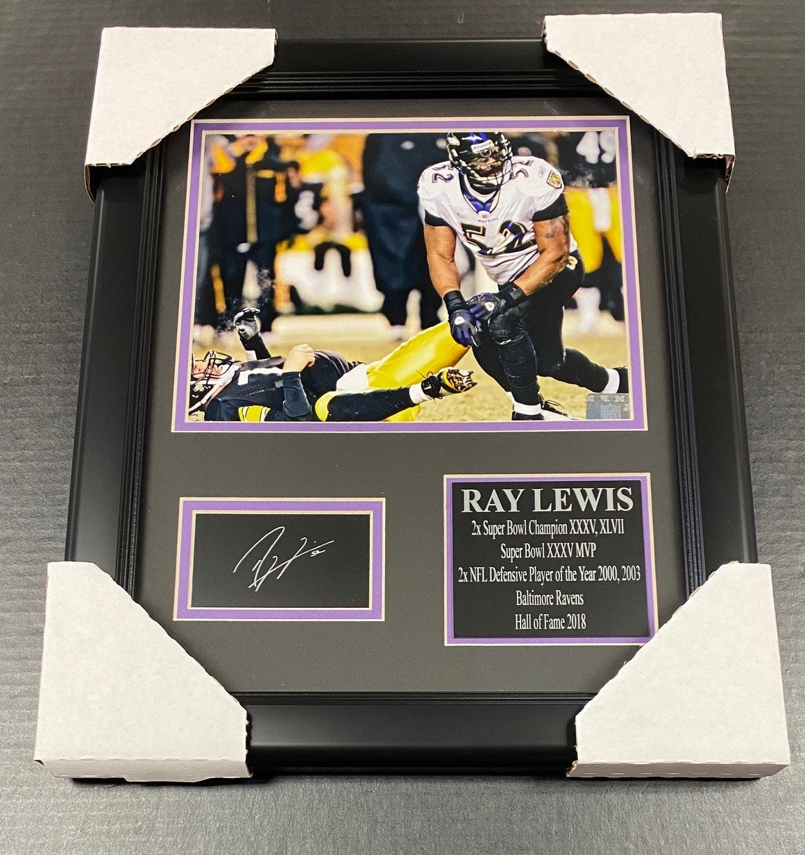 Ray Lewis Over Ben Laser Engraved Autographed Facsimile 8x10 Photo Framed