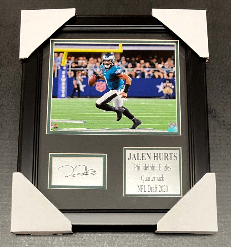 Jalen Hurts Eagles Laser Engraved Facsimile Autographed Plate Framed 8x10 Photo