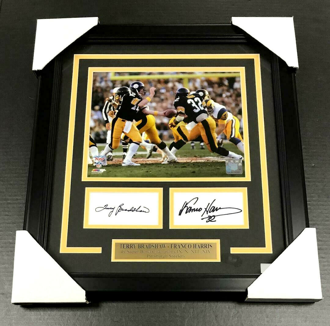 Terry Bradshaw Franco Harris Autographed Facsimile Reprint Framed 8x10 Photo