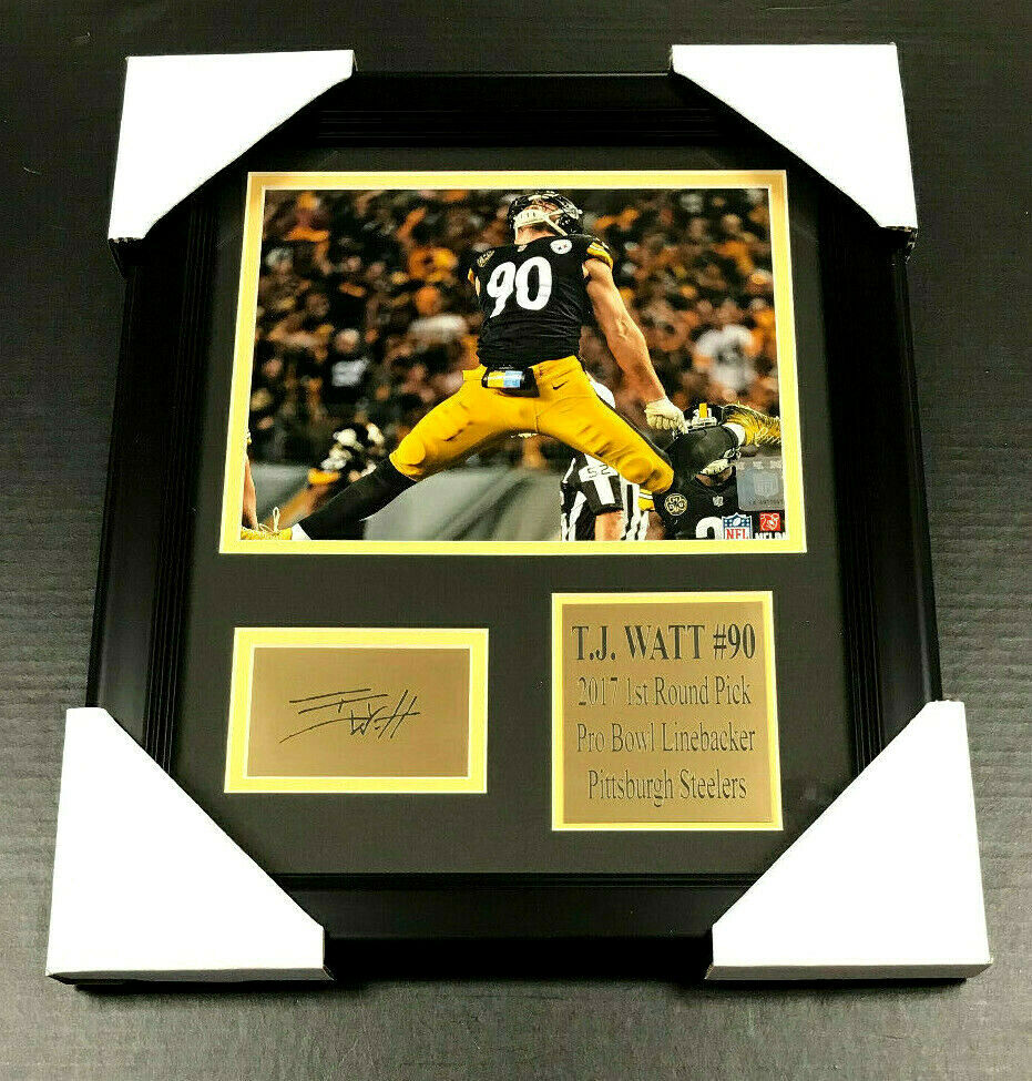 TJ Watt Steelers Framed 8x10 Photo with Laser Engraved Plate