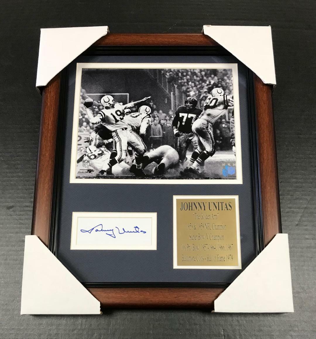 Johnny Unitas Autographed Cut Reprint Framed 8x10 Photo Baltimore Colts