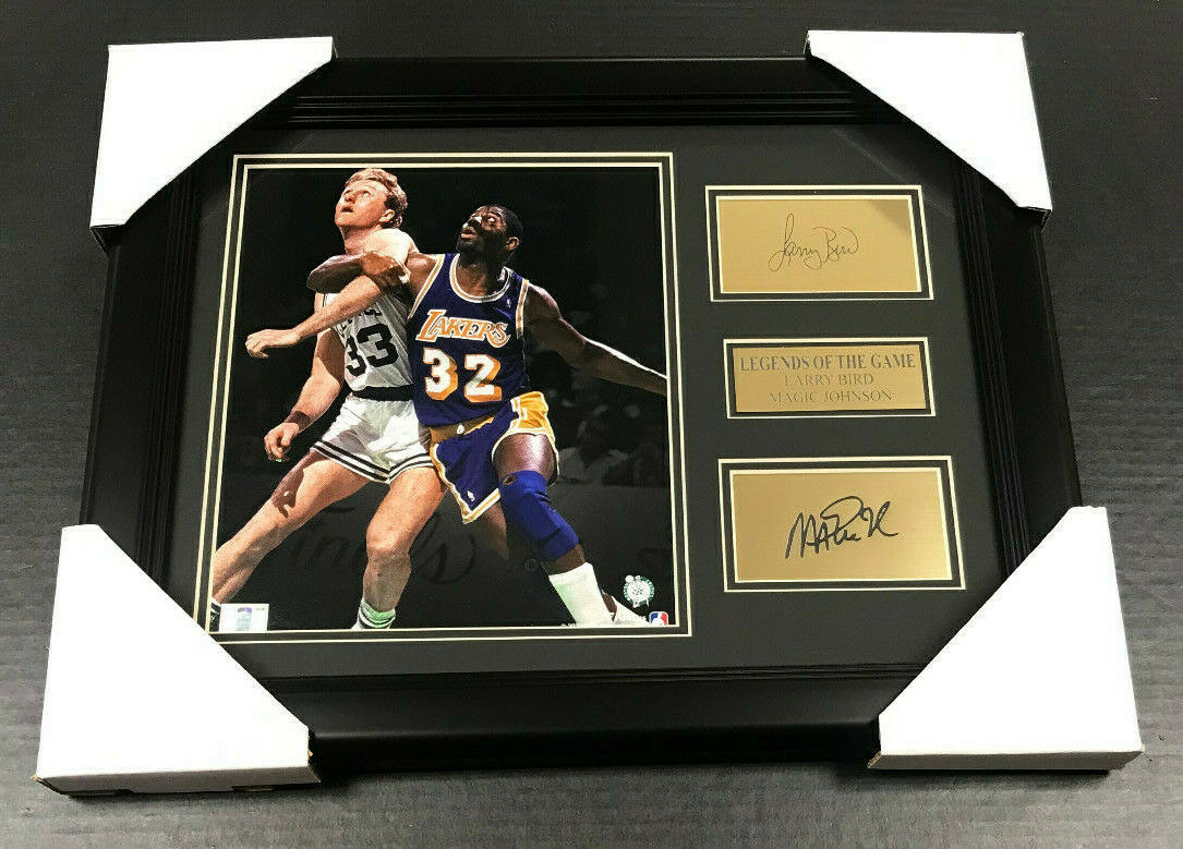 Larry Bird Magic Johnson Laser Engraved Autograph Reprint Framed 8x10 Photo