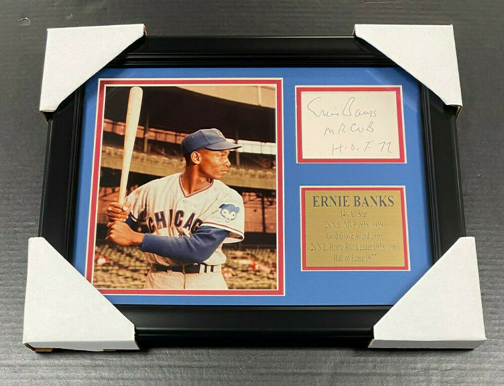 Ernie Banks Chicago Cubs Autographed Reprint Framed 8x10 Photo