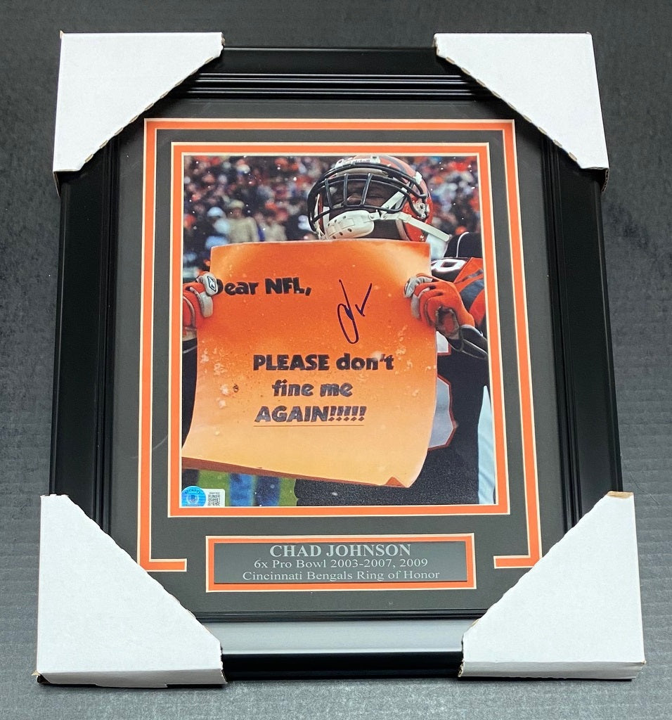 Chad Johnson Autographed Framed 8x10 Photo Dont Fine Me Again Bengals Beckett