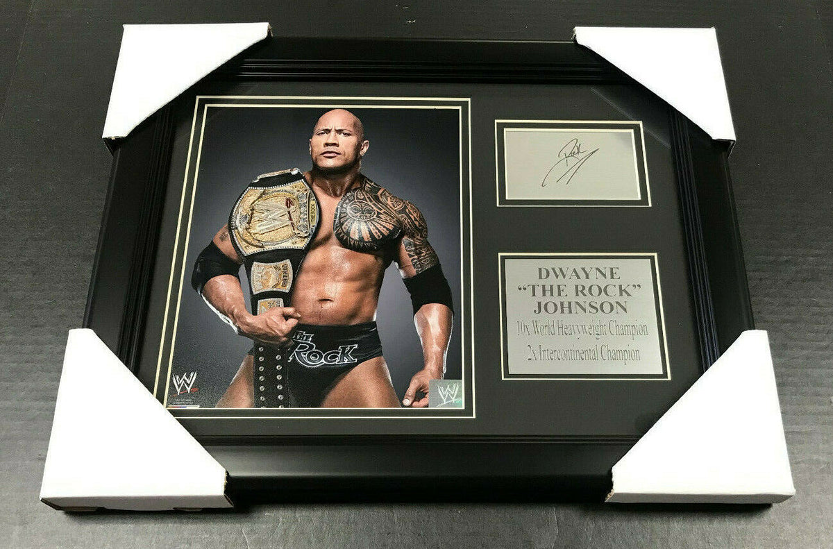 Dwayne the Rock Johnson Autographed Reprint 8x10 Photo Framed
