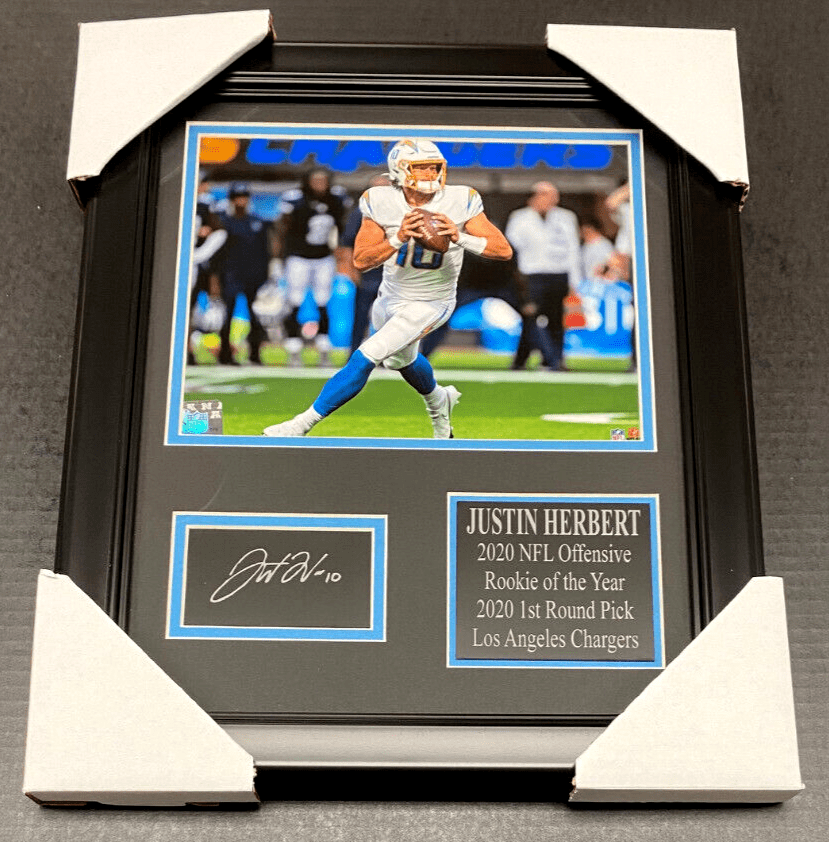 Justin Herbert Chargers Laser Facsimile Autographed Plate Framed 8x10 Photo