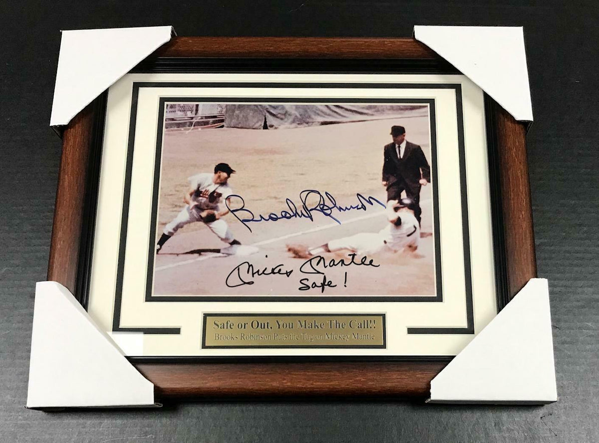 Mickey Mantle Brooks Robinson Facsimile Autographed Reprint Framed 8x10 Photo