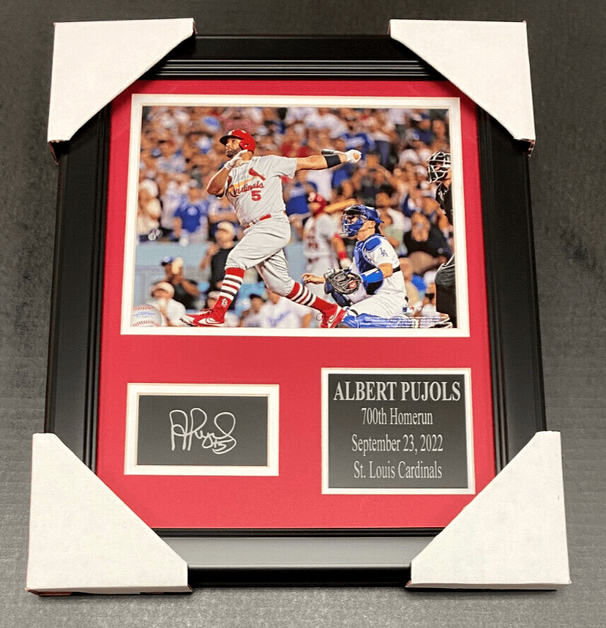 Albert Pujols 700th HR Laser Engraved Facsimile Autographed Framed 8x10 Photo