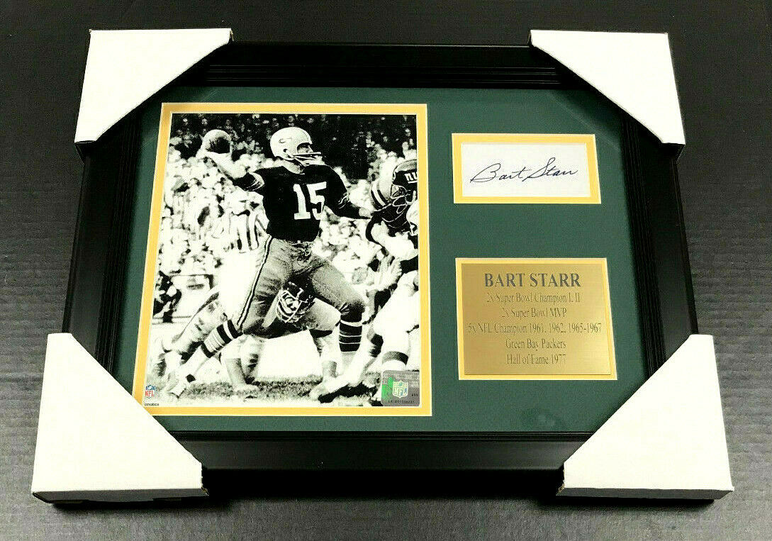 Bart Starr Green Bay Packers Autographed Cut Reprint Framed 8x10 Photo