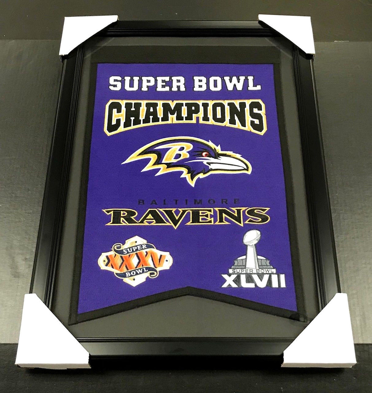 Baltimore Ravens 2X Super Bowl Champions Framed Wool Banner