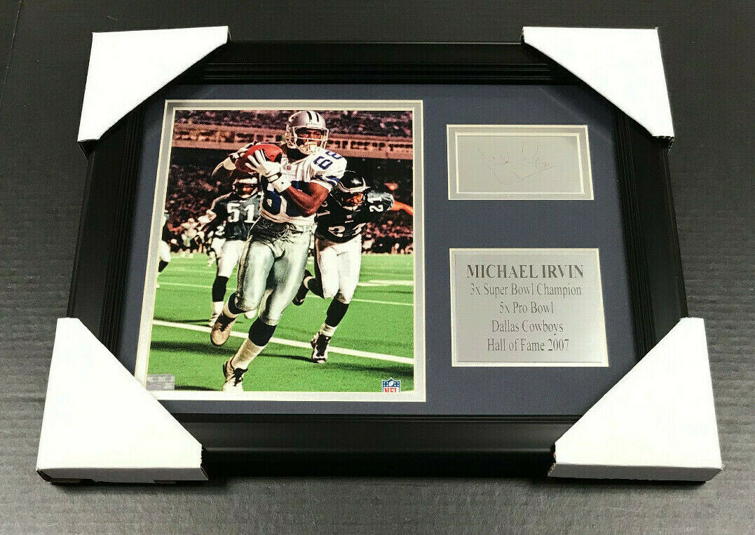 Michael Irvin Dallas Cowboys Laser Engraved Autographed Plate Framed 8x10 Photo