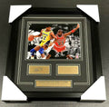 Michael Jordan Magic Johnson Laser Engraved Autograph Framed 8x10 Photo