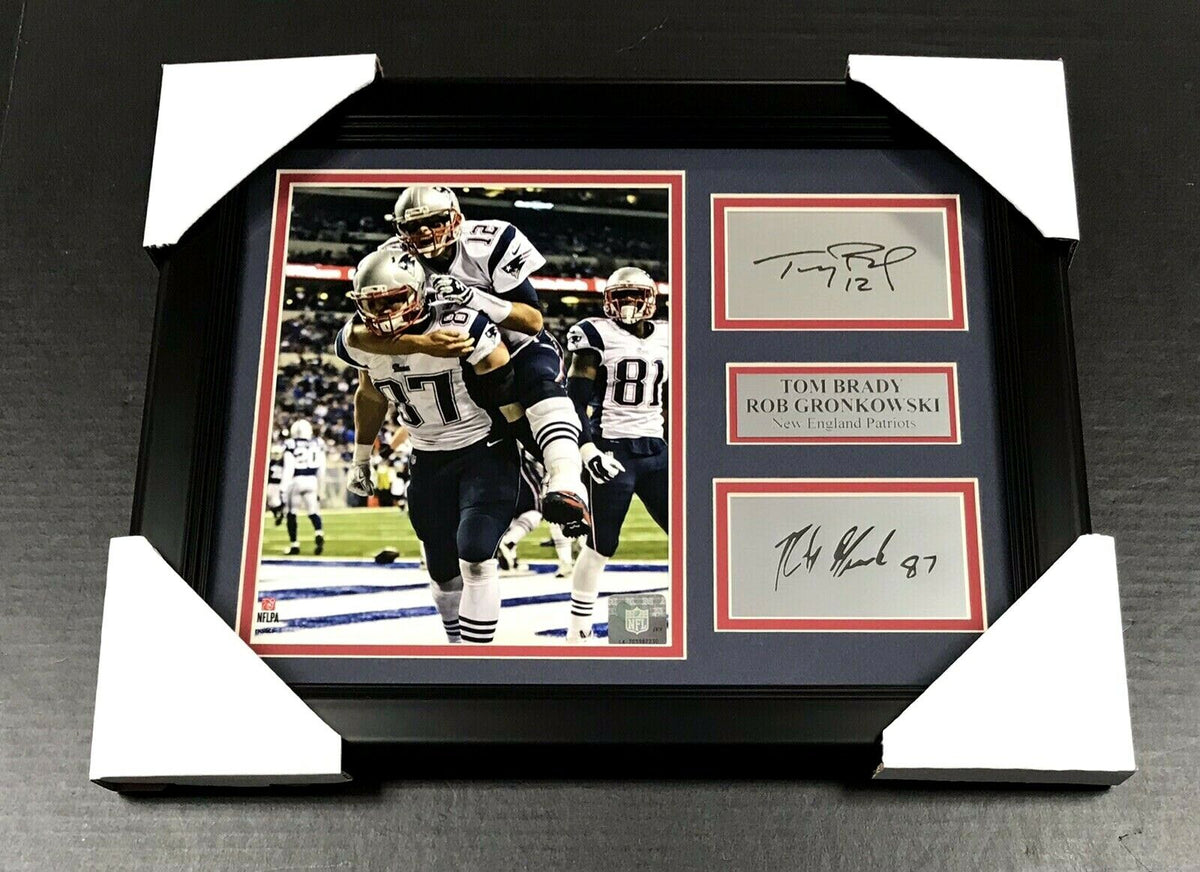 Tom Brady Rob Gronkowski Patriots Laser Engraved Autographed Framed 8x10 Photo