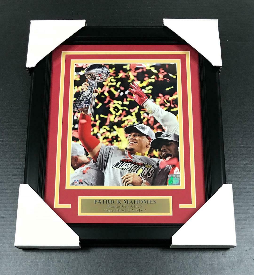 Patrick Mahomes MVP Lombardi Trophy Chiefs Super Bowl LIV Framed 8x10 Photo