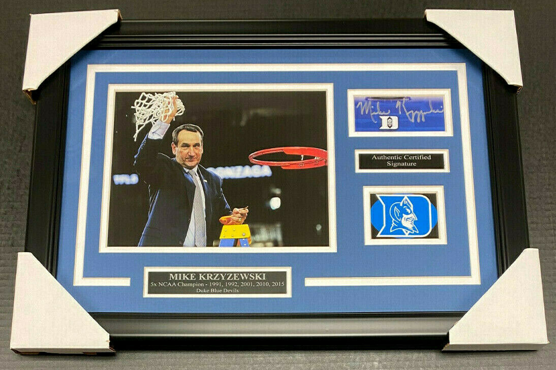 Mike Krzyzewski Autographed 8x10 Photo Duke Blue Devils Framed BCO