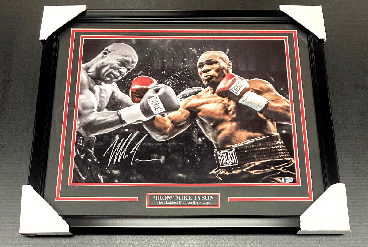 Mike Tyson Baddest Man on the Planet Autographed 16x20 Photo Framed BAS Beckett