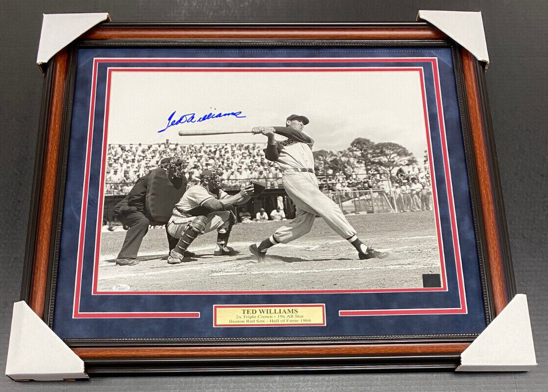 Ted Williams Boston Red Sox Signed Autographed 16x20 Framed Photo JSA COA