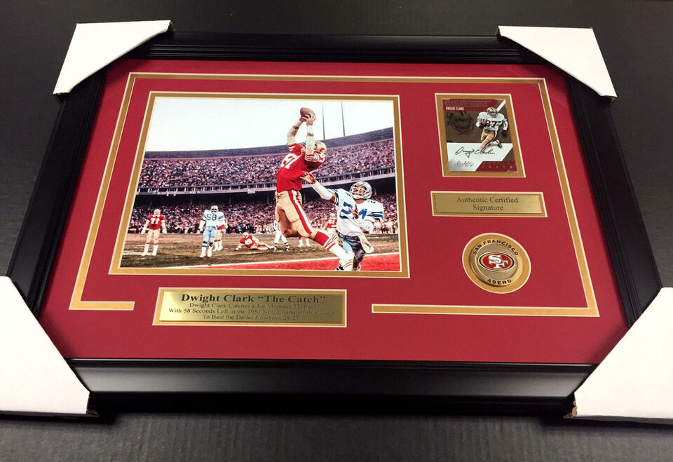 Dwight Clark the Catch Autographed Card Framed San Francisco 49ers 8x10 Photo