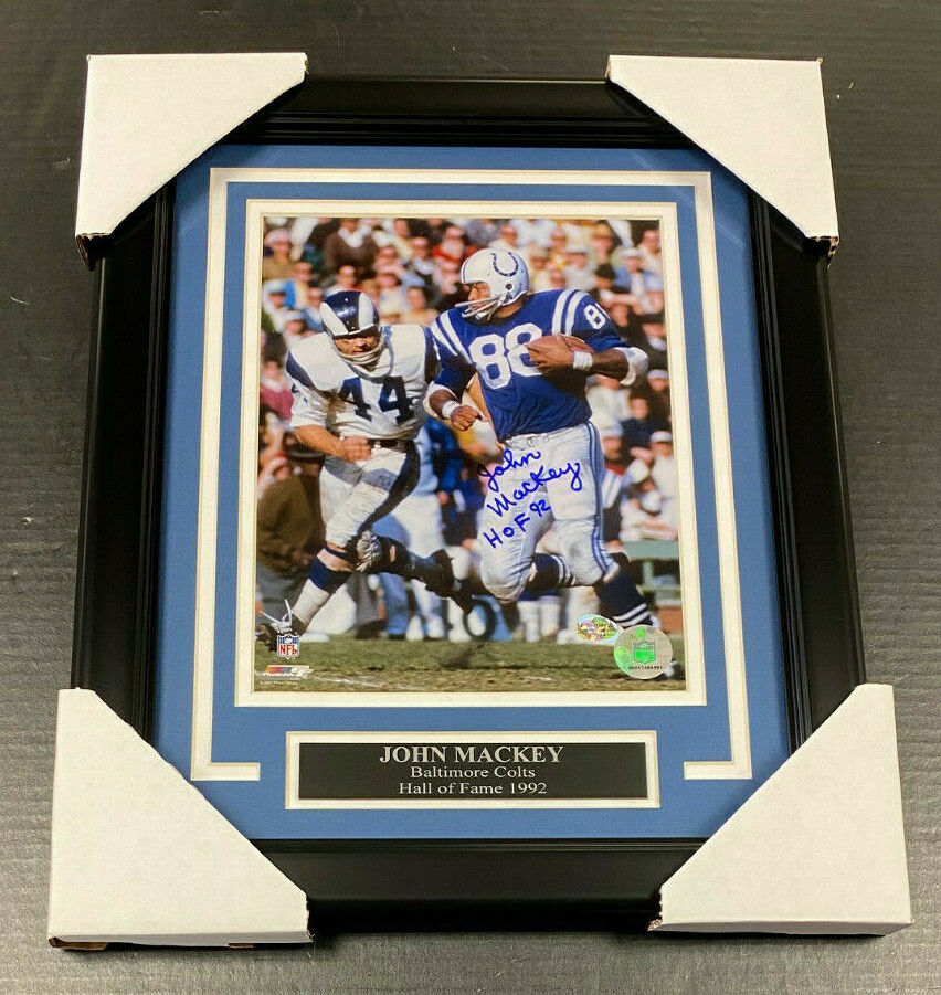 John Mackey Autographed 8x10 Photo Framed Baltimore Colts