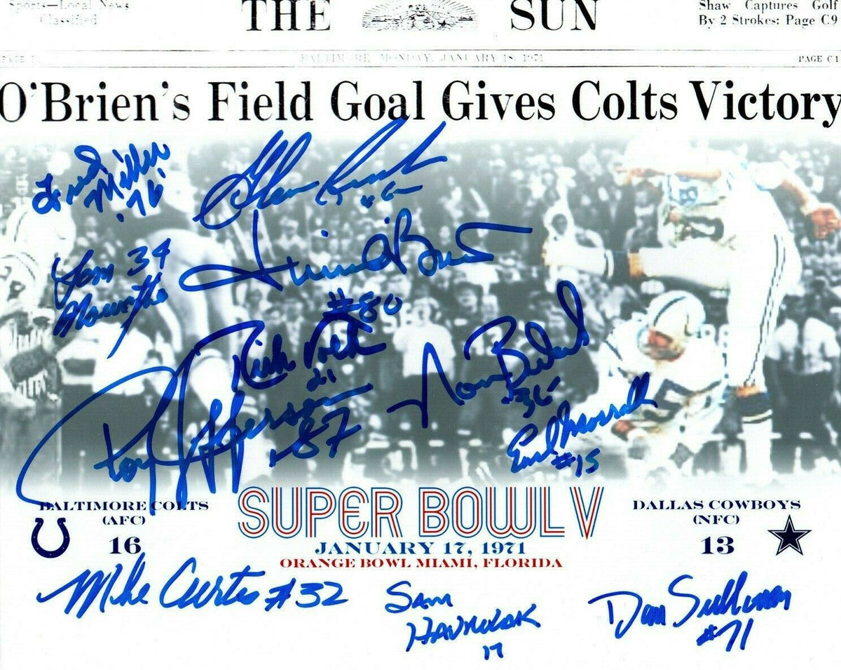 Baltimore Colts Super Bowl V Autographed Team Photo Earl Morrall, Curtis + 9