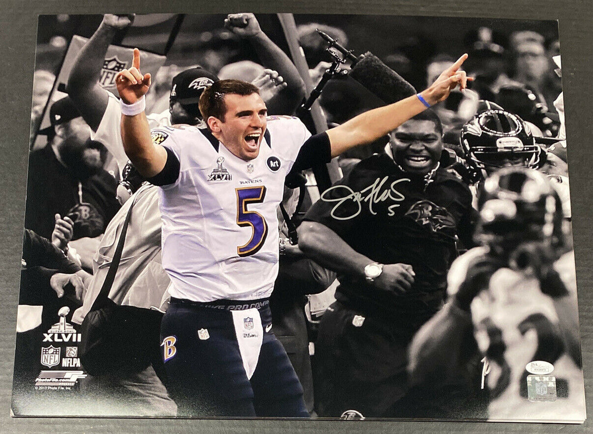 Joe Flacco Baltimore Ravens Autographed 16x20 Super Bowl XLVII Photo JSA COA