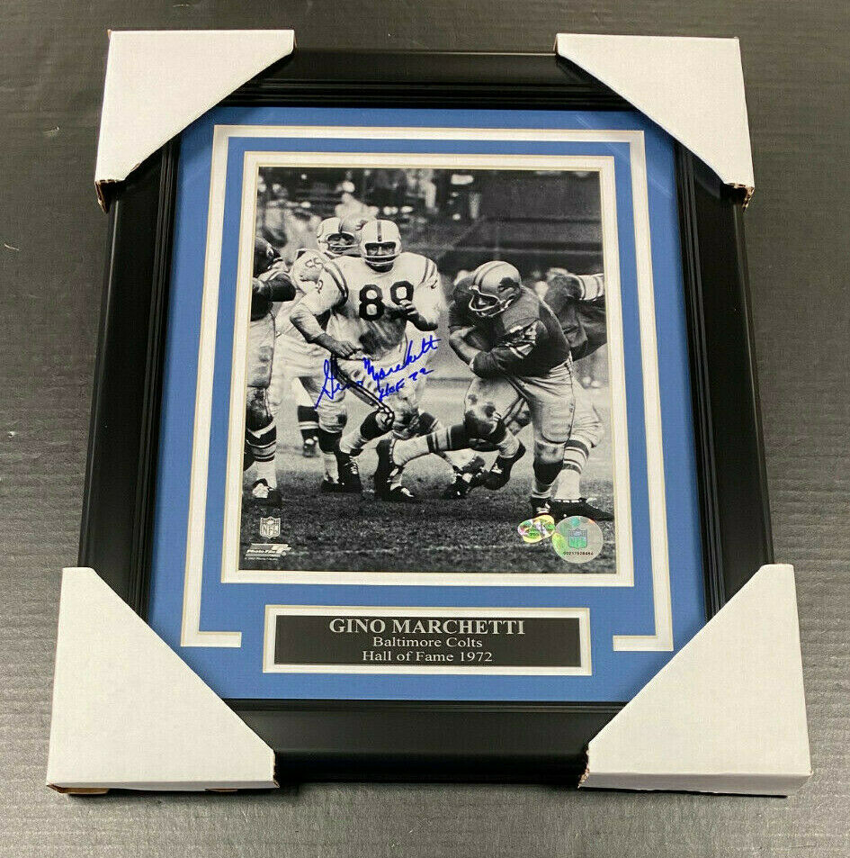 Gino Marchetti Autographed 8x10 Photo Baltimore Colts Framed